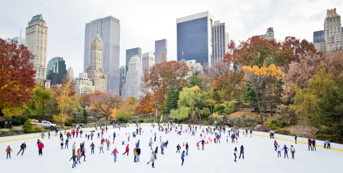 Ice skaters having fun in Central Park