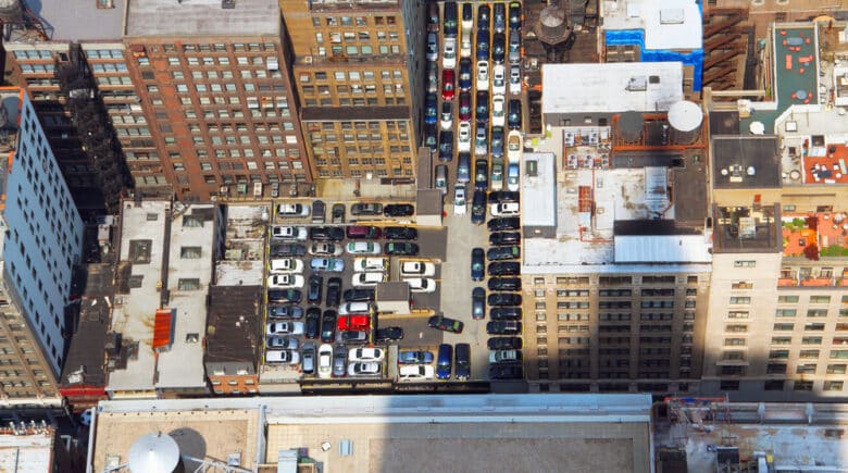 Aerial View of Manhattan, New York City Parking Lots