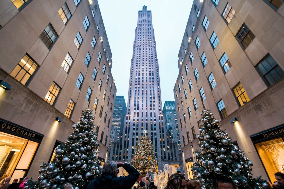 Rockefeller Center decorated at the Holidays