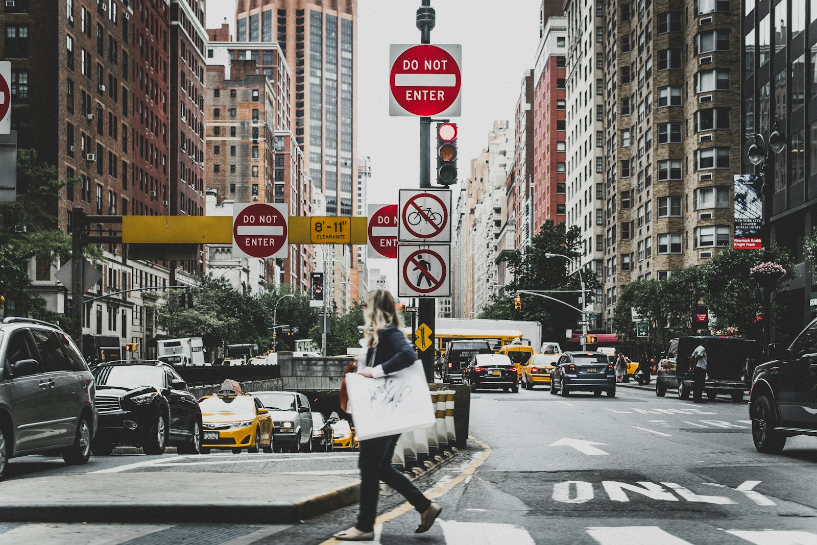 woman walking on road New York