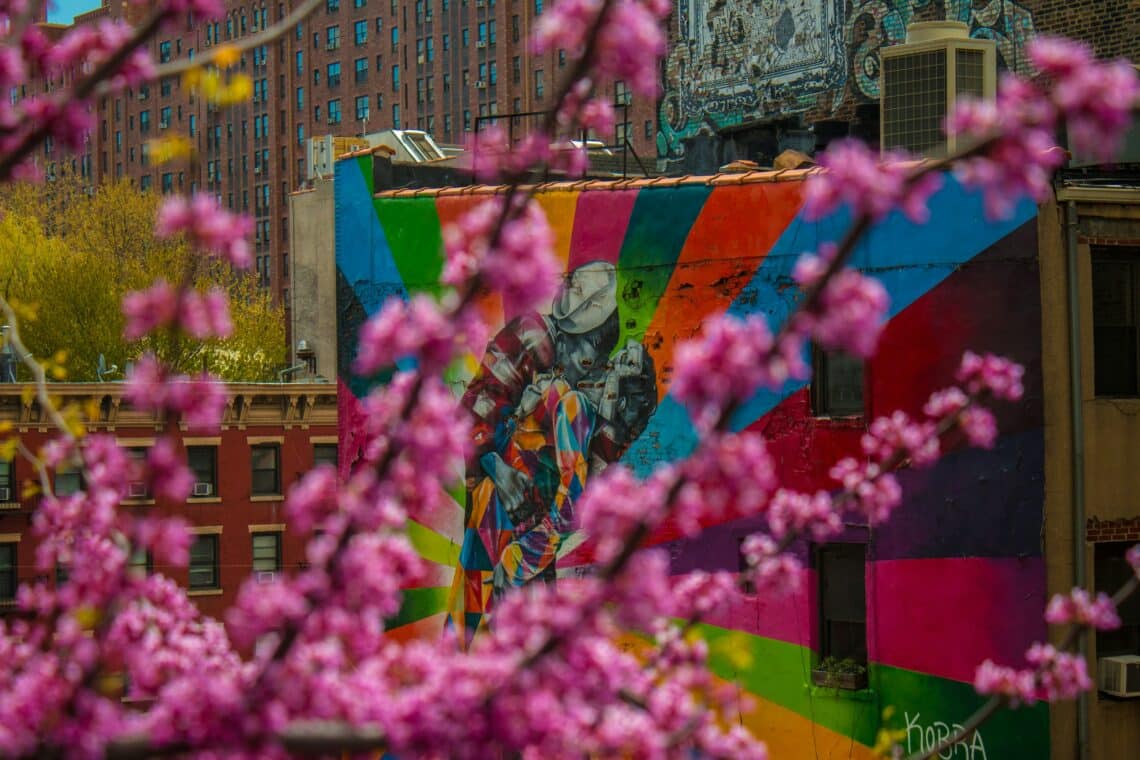 Flora and street art in High Line Park