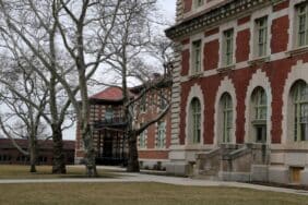 The famous port of entry, Ellis Island in the New York Harbor