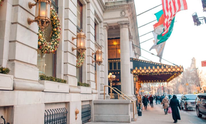 Beautiful street near PLaza Hotel entrance in New York City