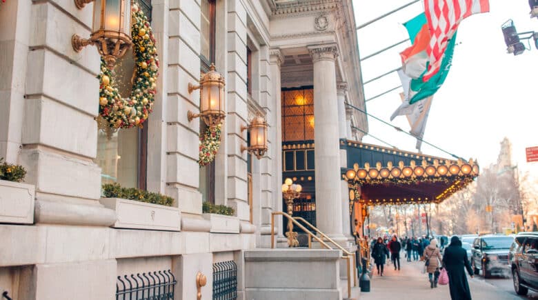 Beautiful street near PLaza Hotel entrance in New York City