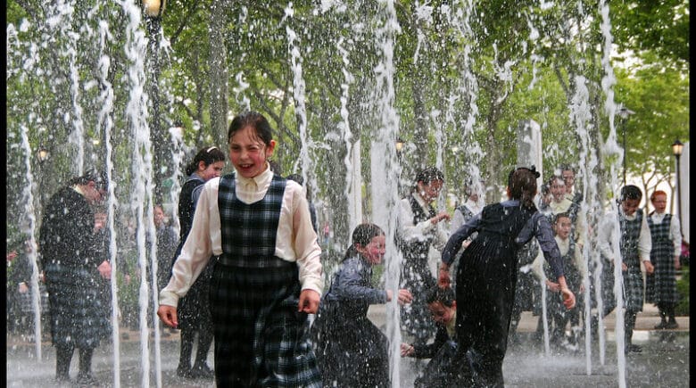 A Fountain Full of Schoolgirls at Wagner College