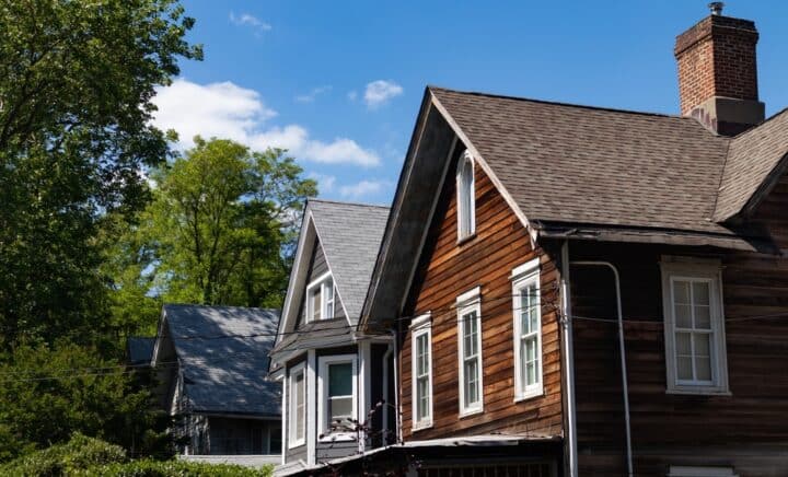 Row of Old Wood Homes in St. George of Staten Island