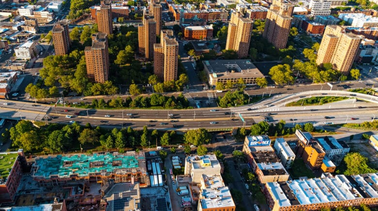 Aerial view of the Bronx, New York City