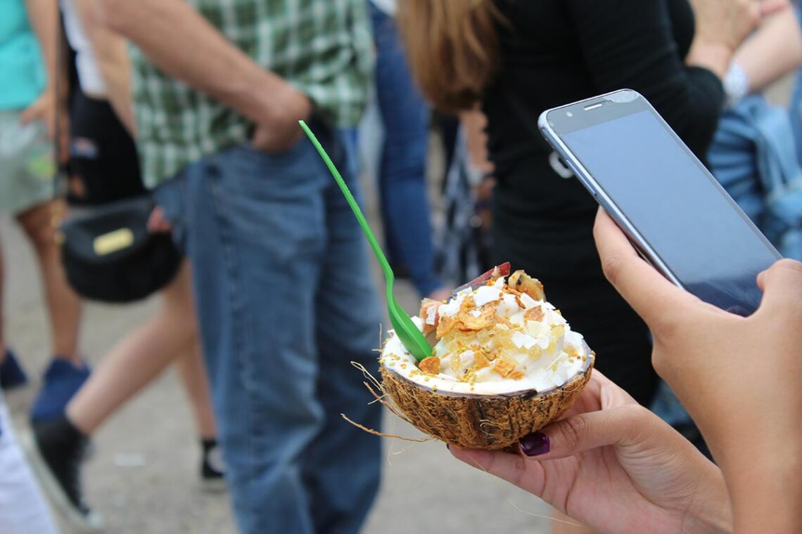 Ice cream in a coconut shell