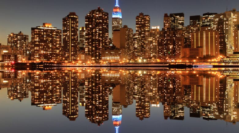Midtown Manhattan skyline at Night Lights
