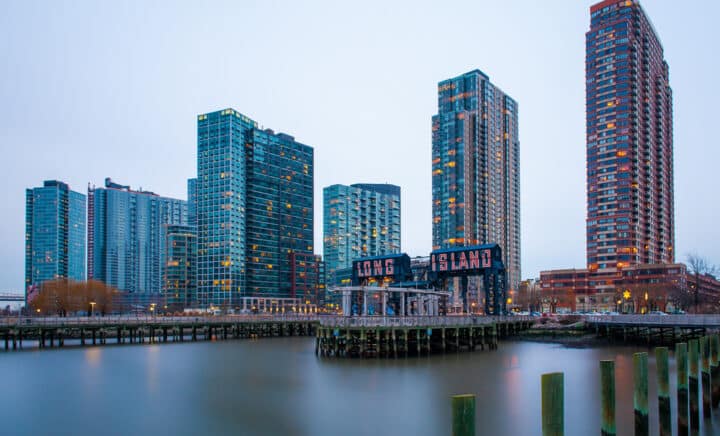 Buildings of long island in front of east river