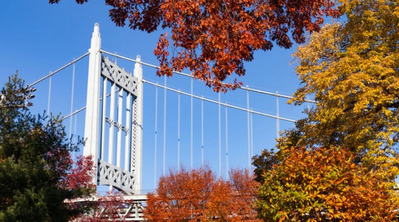 The Triborough Bridge at Astoria Park in Astoria Queens