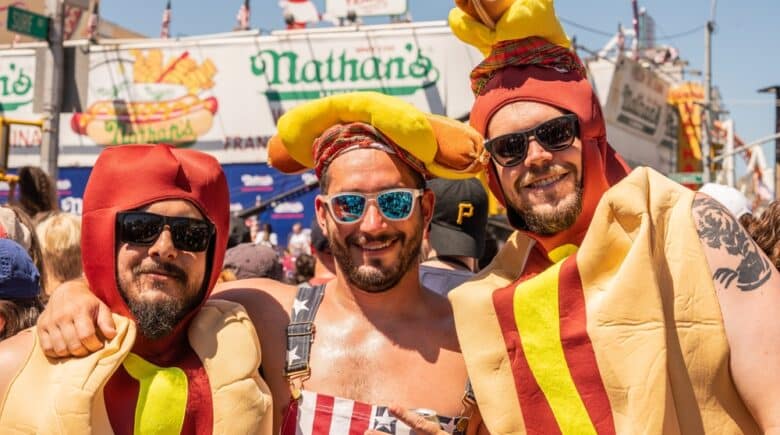Nathan's World Famous Hot Dog Eating Contest on Coney Island Boardwalk in Brooklyn