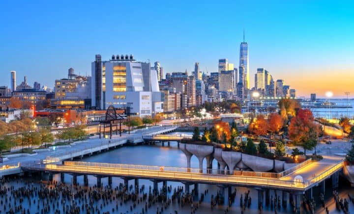 View of the financial district skyline in Lower Manhattan