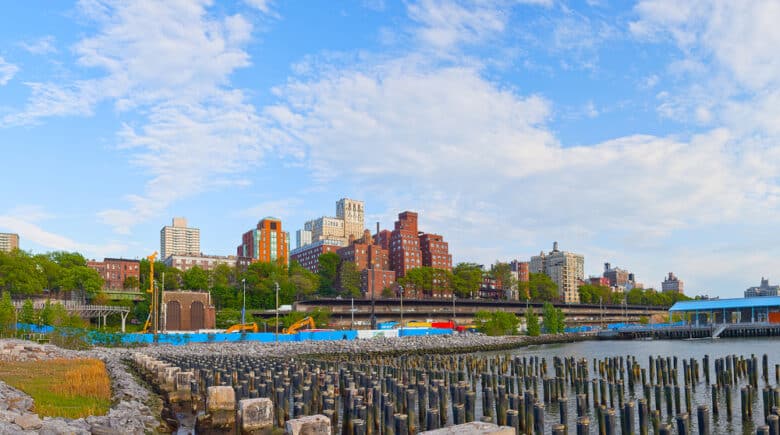 Brooklyn New York docks and buildings in Dumbo