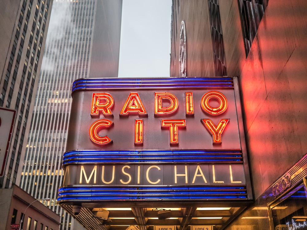 ew York City landmark, the Radio City Music Hall is home of the Rockettes and famous annual Christmas Spectacular