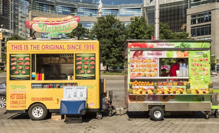 Food Trucks on Columbus Circle in New York City