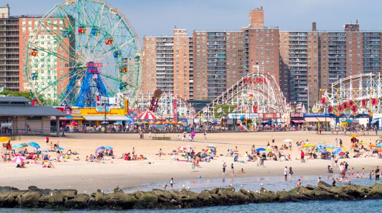 The beach and the amusement park at Coney Island