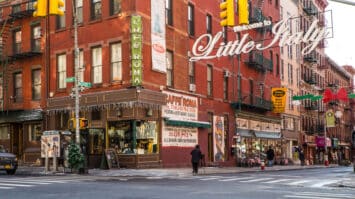 New York Street scene view of Little Italy in Lower Manhattan