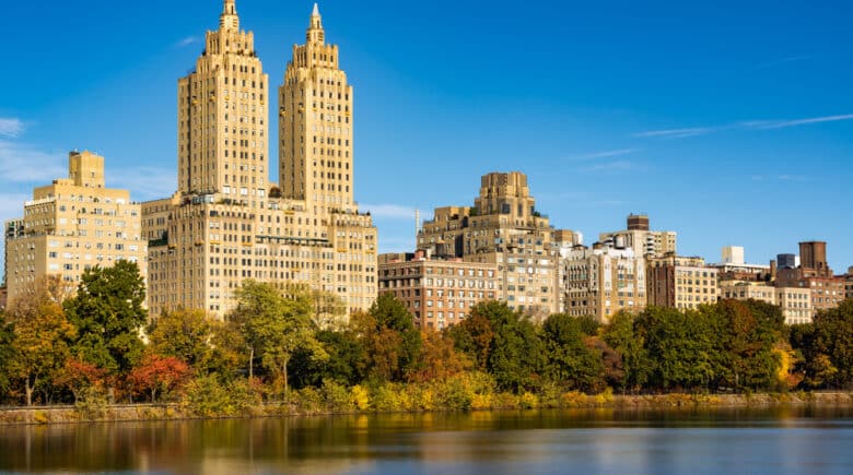 Upper West Side buildings and Central Park in Fall