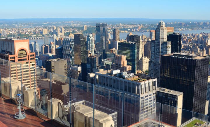 The famous New York City skyline in Brooklyn