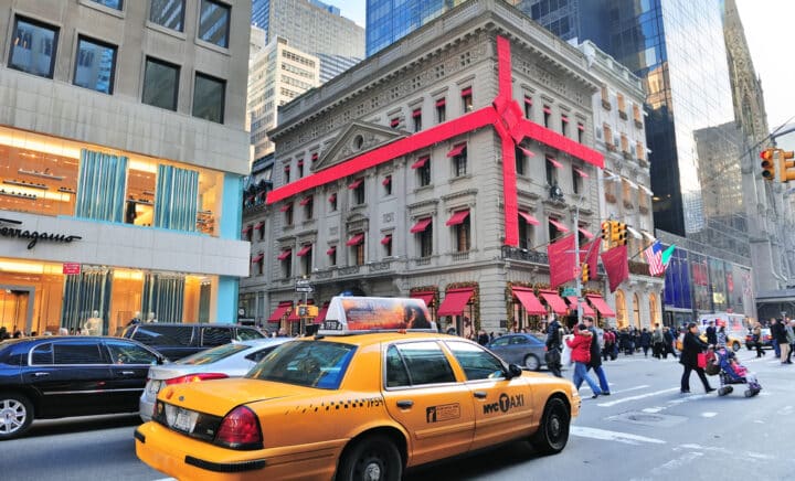 Yellow taxi on Fifth Avenue