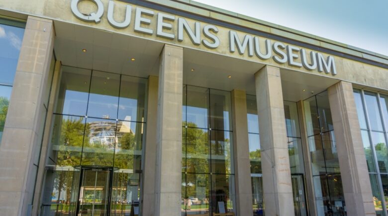 Front entrance of the Queens Art Museum in Flushing Meadows Corona Park, Queens