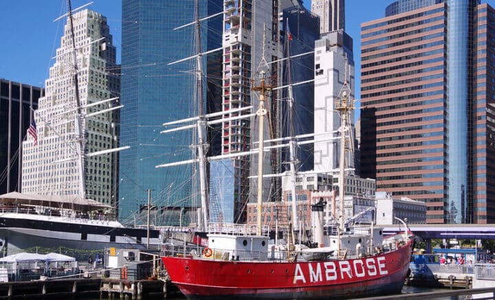 South Street Seaport on the East River, New York