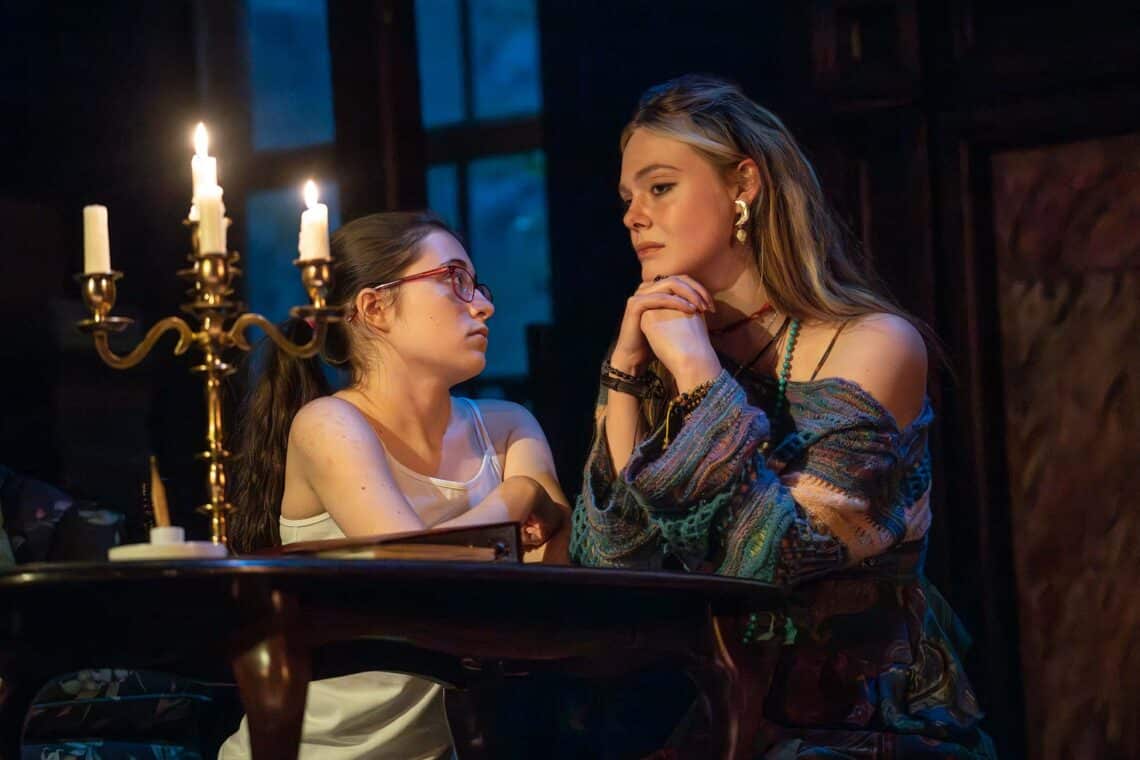 Two actresses, Alyssa Emily Marvin and Elle Fanning, performing a scene in the play Appropriate