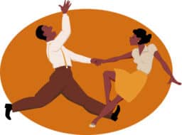 African-American couple dancing swing or rock and roll