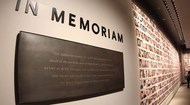 In Memoriam: This exhibition honors the 2,977 individuals killed as a result of the terrorist acts of September 11, 2001
