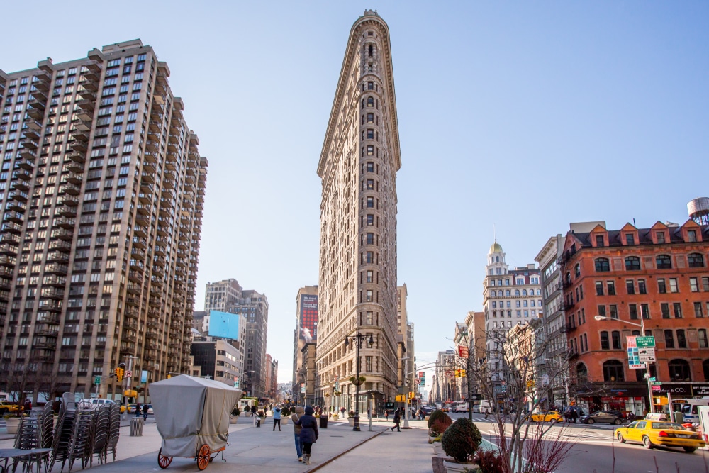 The iconic Flatiron building in central Manhattan, New York City