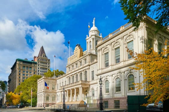 New York city government City Hall building in City Hall Park in the Civic Center area of Lower Manhattan