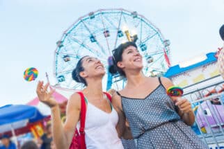 Happy Young Women at Luna Park in Coney Island
