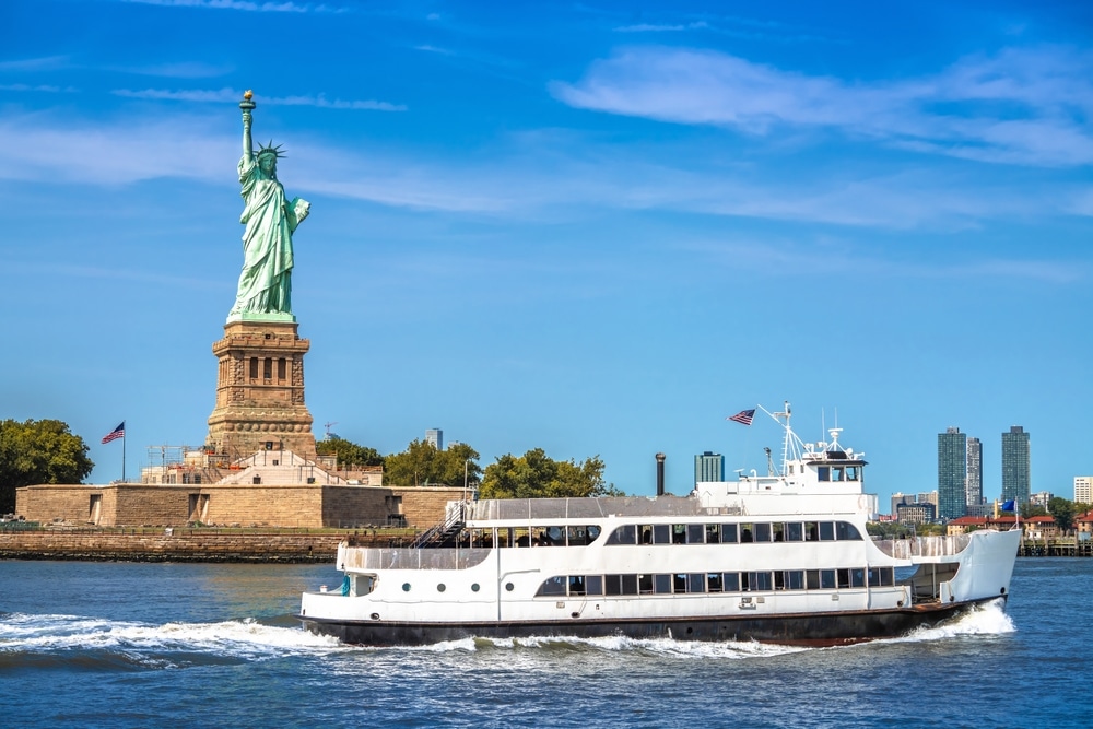 View of the Statue of Liberty from a New York City Cruise