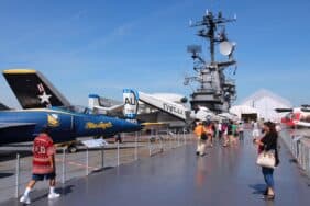 Intrepid Sea, Air and Space Museum in New York. The museum is located onboard USS Intrepid, retired aircraft carrier.