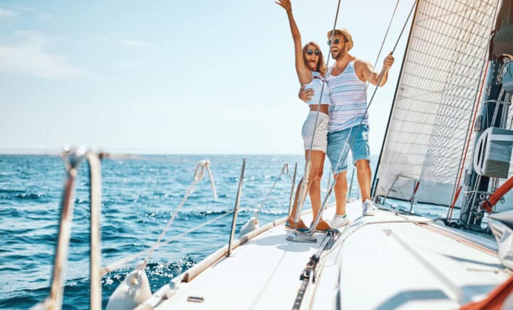 A young man and woman on the luxury boat