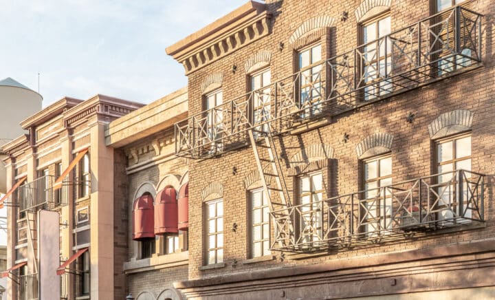 Facade of a building in the New York style vintage type