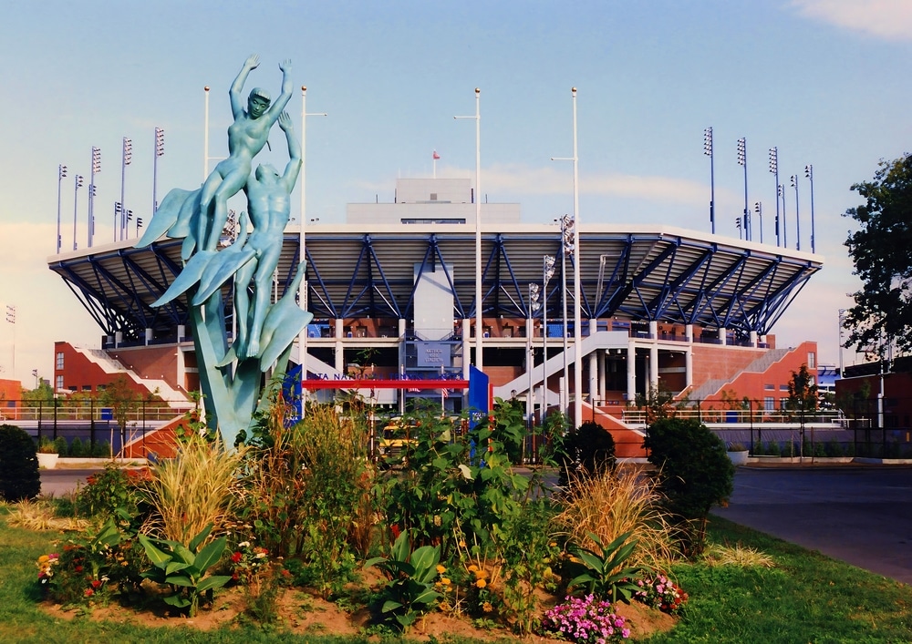 NEW YORK CITY NY UNITED STATES 09 11 1997: Arthur Ashe Stadium is a tennis arena at Flushing Meadows–Corona Park in Queens, New York City. Part of the USTA Billie Jean King National Tennis Center