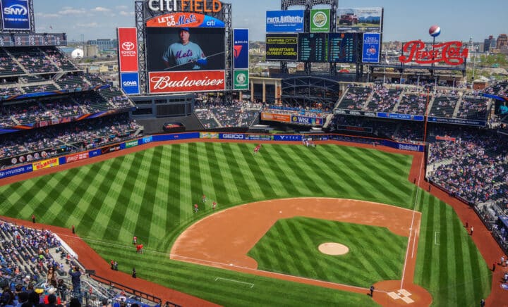 Queens, New York - 3 May 2015: Citi Field stadium located in Flushing Meadows Corona Park and home of the New York Mets.