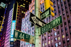 Broadway and 44st Street Signs, Manhattan, New York City at night