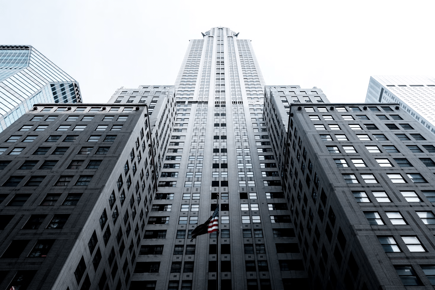 The Chrysler Building in New York City, featuring its distinctive Art Deco spire.