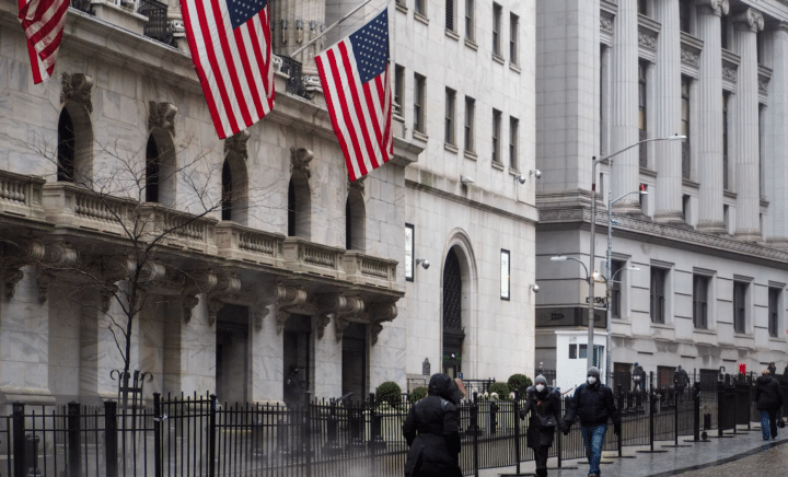 The New York Stock Exchange on Broad Street in New York City.