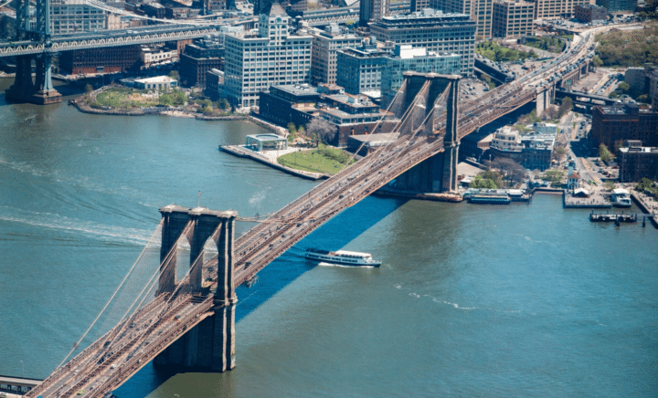 Aerial view of the Brooklyn Bridge