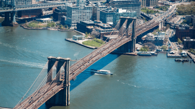 Aerial view of the Brooklyn Bridge