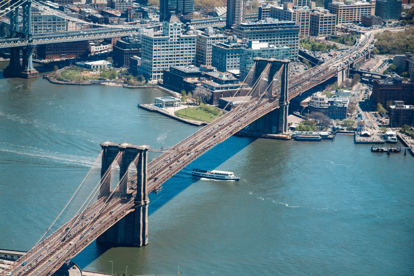 Aerial view of the Brooklyn Bridge