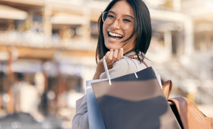 A woman holding shopping bags