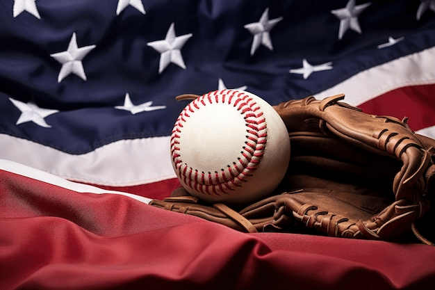 baseball with American flag