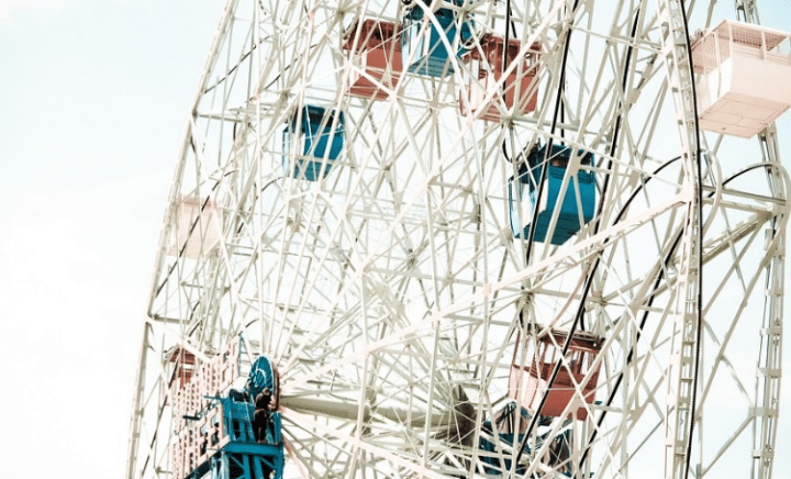 Ferris wheel in an amusement park in Coney Island