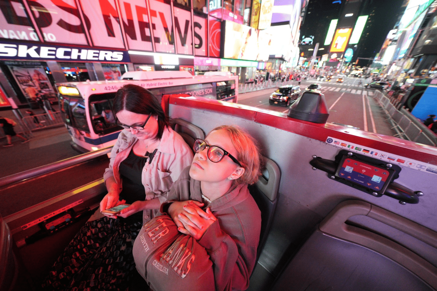 Two people on a bus