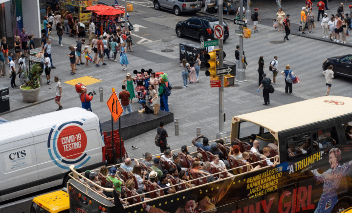 A bus during a New York City travel guide